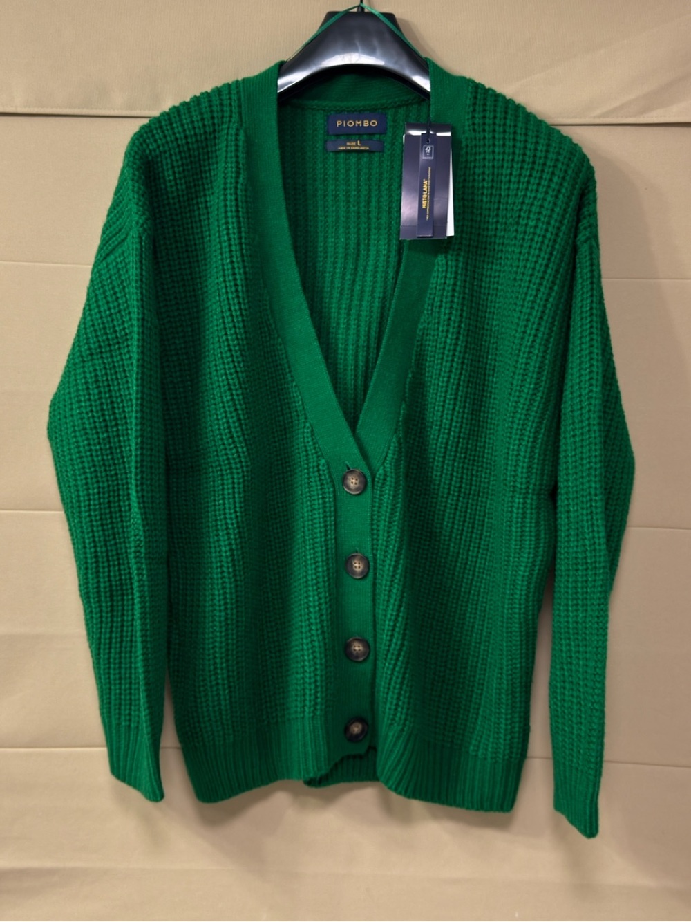 Piombo Green Oversized V-Neck Button Cardigan Sweater - Picture 2 of 9